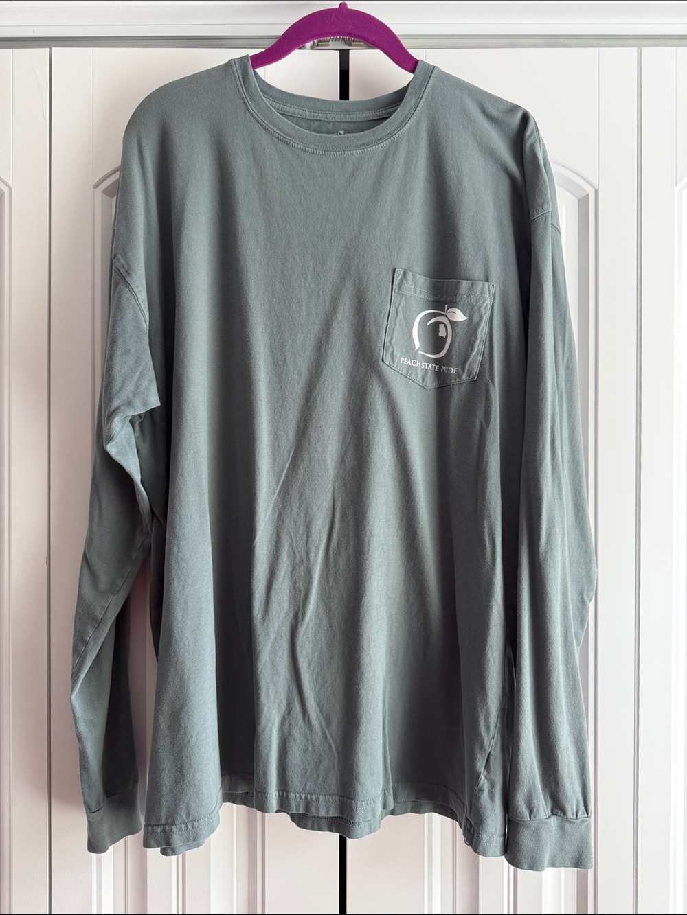 MENS PEACH STATE PRIDE LONG SLEEVE SEAFOAM GREEN PERRY, GEORGIA TEE